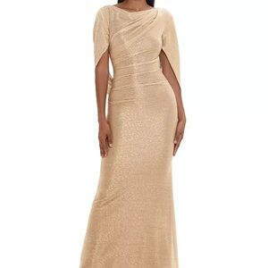 Betsy & Adam Gold Evening Gown